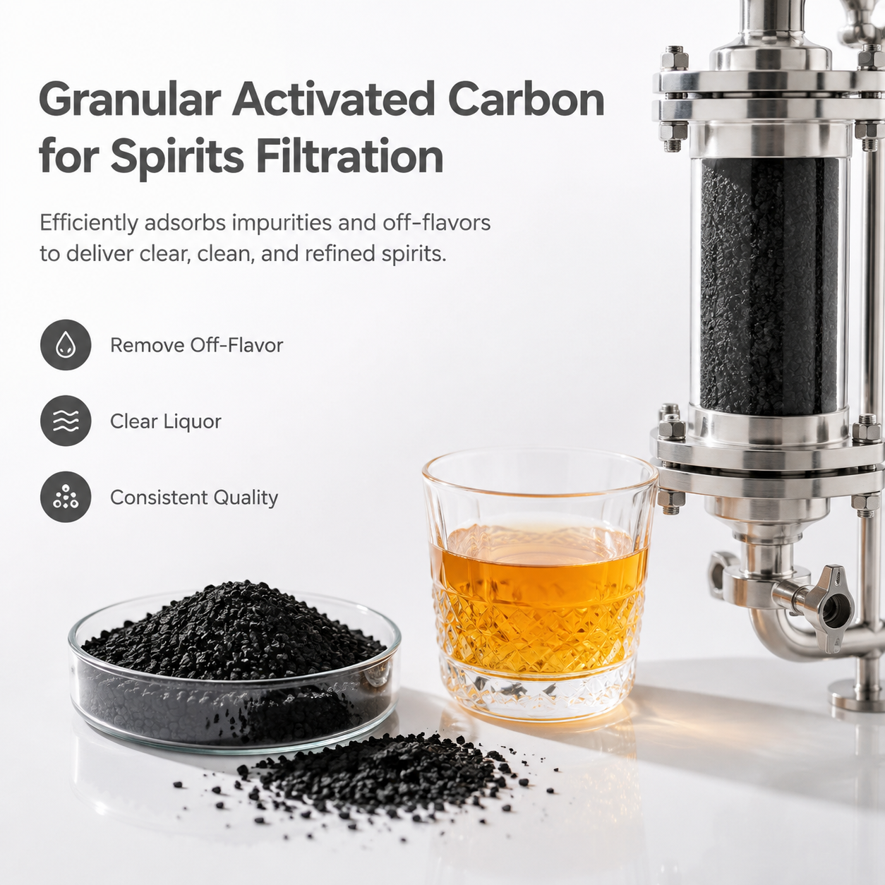 Granular Activated Carbon for Spirits Filtration